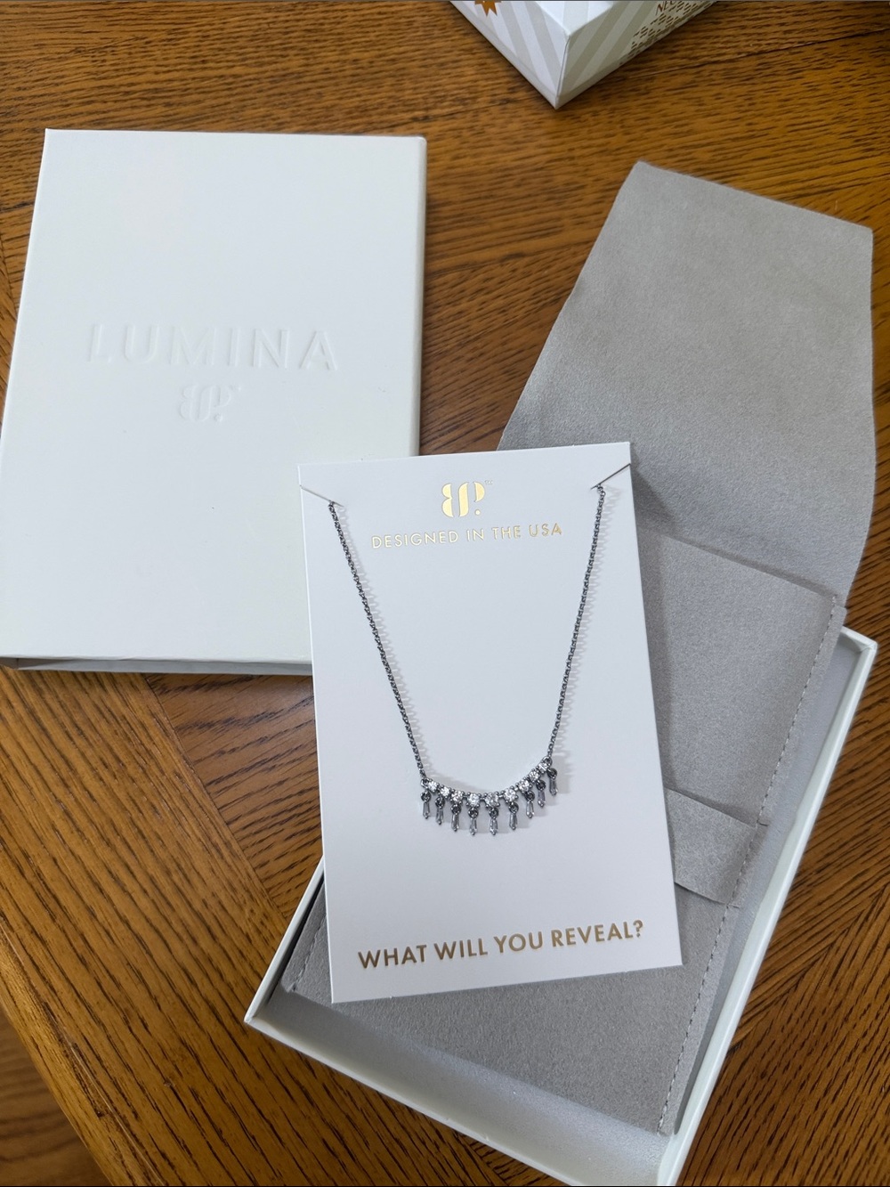 Silver Dangle Crystal Necklace lumina bp